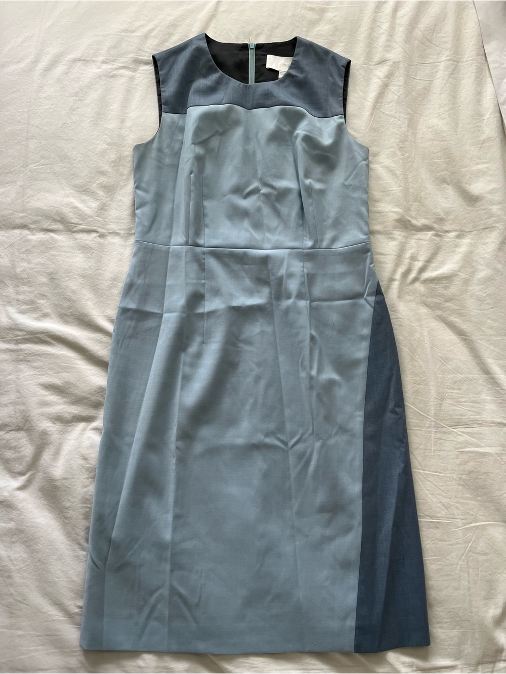 Hugo Boss Two-Tone Blue Midi Sheath Dress